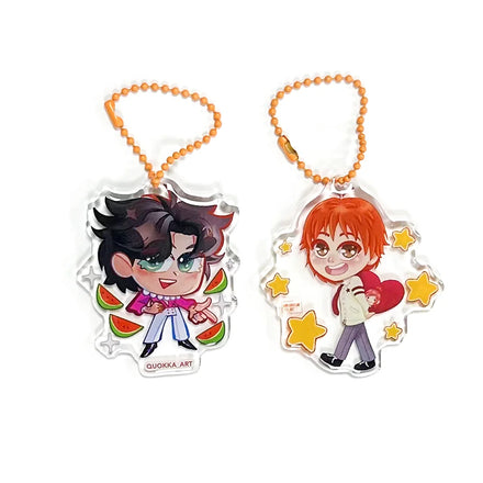 Promotional Glitter Holographic Custom Epoxy Acrylic Cartoon Anime Keychain With Metal Star Ring