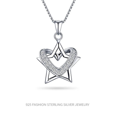 GT Original Design Elegant Heart Charm Necklace Women Fashion Sterling Silver Star Diamond Pendant Necklace Wholesale