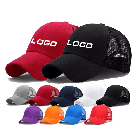 100%Cotton Outdoor Custom Logo Printing Embroidery Logo Cotton Pure Color Blank Unisex Mesh Baseball Cap