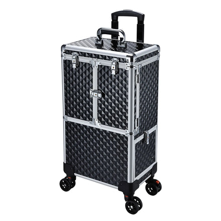 Professional Hairdresser Multi-Function Makeup Case Portable Large Capacity Trolley Case Open Closure Drawer Extendable Tray