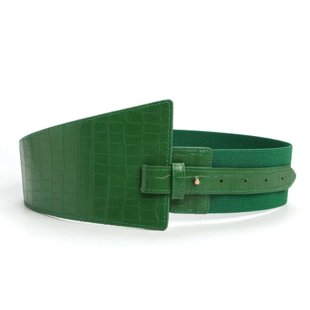 Women Wide Knotted Belt Design PU Leather Waistbands Simple Width Belt