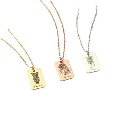 Wholesale Rhodium Fine Jewelry Custom-made 925 Silver Pet Photo Pendant Souvenir Dog Cat Animal Photo Wedding Necklace