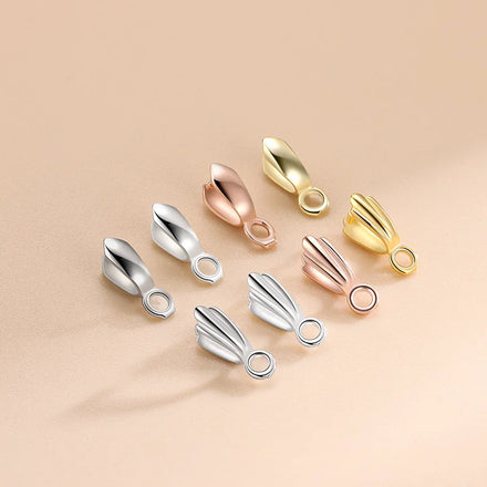 Gold Rose Gold Platinum 925 Sterling Silver Flower Pattern Pinch Clip Clasp Bail for Jade Gemstone Pendant Jewelry Making