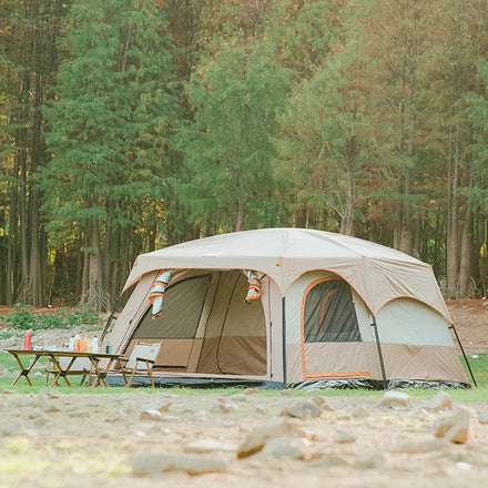 2025 Outdoor Camping Waterproof Two Rooms One Hall Big Tent Camping Portable Equipment Sunscreen Tent