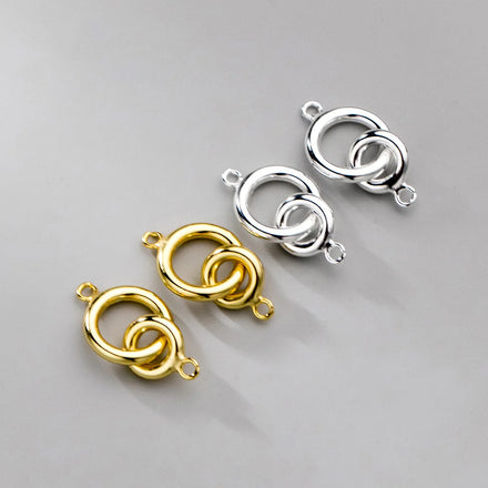 Simple 925 Sterling Sliver Interlocking Rings Pendant for Diy Necklaces Bracelet Jewelry Accessories