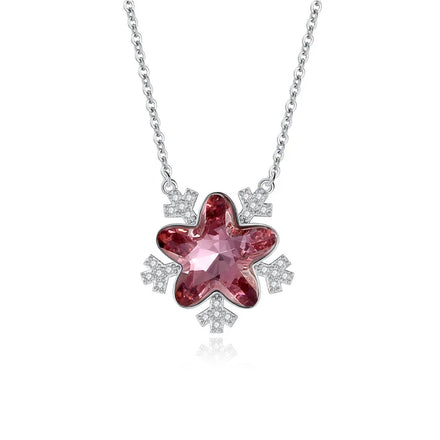 925 Sterling Silver Necklace Ladies Snow High-grade Crystal Clavicle Chain Pendant Jewelry