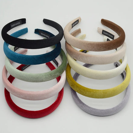 2cm Pleuche Fabric Covered Plastic Headbands Girl Velvet Hairbands Hair Hoops for Handmade Women Winter Hair Accessories