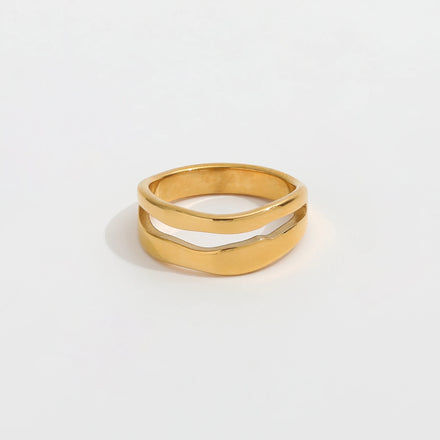 Joolim Jewelry 18K Gold Plated Stainless Steel Double-layer Mouth Rings for Women Fashion Jewelry