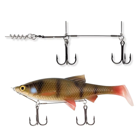 Spinpoler Stinger Rig Hook Fishing Set 3X Treble Hooks Coated Stainless Steel Wire Super Power for Soft Lure Swimbait Pike Bass