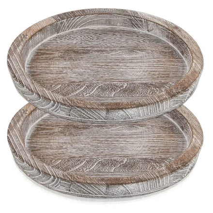 Polished Eco-Friendly Solid Wood Round Antique Fruit Candy Snack Tray Flexible Function Home Decor Garden Office Two Piece Set