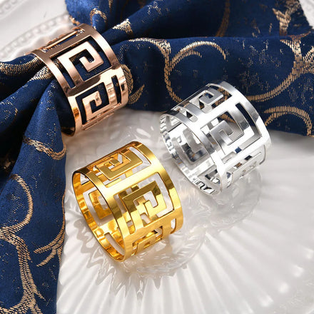 Wholesale G065 Wedding Party Napkin Ring and Holder Rose Gold and Silver Stainless Steel Stocked Feature