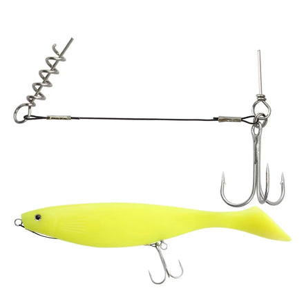Spinpoler Corkscrew Stinger Shallow Rig System Rubber Fish Single Treble Hook Wire Trace for Lure Soft Baits Pike Perch Fishing