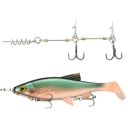 Spinpoler Pike Fishing Stinger Rig Treble Hook With Spring Twist Locking for Soft Lures Freshwater Saltwater Fishing Accessories