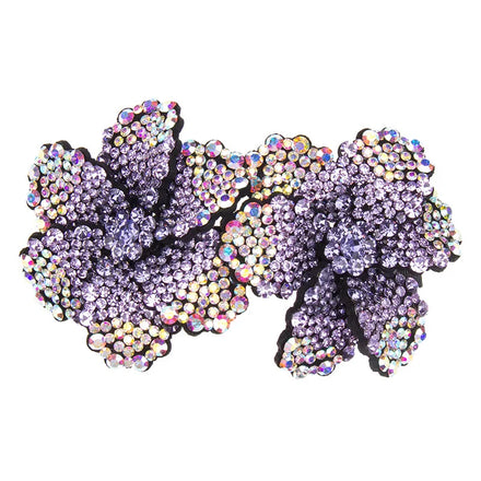 HX-168 Fashion Rhinestone Flower Hair Clip Non-Slip Petal Shape Multi-color Women Updo Duckbill Clip Barrette