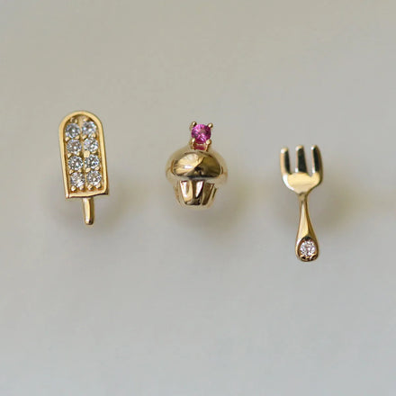 Funny Cute Designer Pure 925 Sterling Silver Creative Forked Lollipop Dessert Stud Earrings for Women Girls