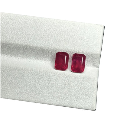 HQ GEMS a Quality Heat 5x7mm 100% Natural Original Octagon Cut Burma Red Ruby Stone