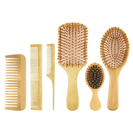 Manufacturer's Direct Sales of Bamboo air Bag Massage Hairdressing Comb Tip Tail Wide Tooth Comb Hair Styling Suit 6 Pieces