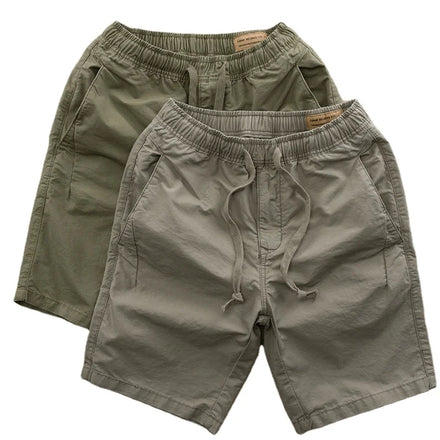 2024 Factory Direct Sale Men's Waterproof Breathable Elastic Waist Drawstring Closure Cargo Casual Shorts Polyester/Cotton Green
