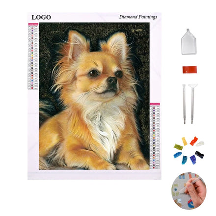 Diamond Painting Kit Dog With Glass Diamond Embroidery Rhinestone Cross Stitch 3d Diamond Mosaic Animal Puppy Living Room Decor
