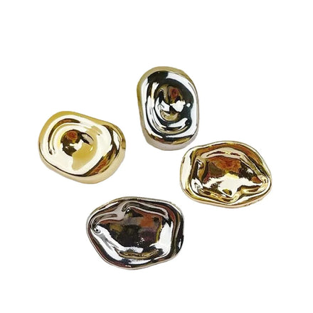 Fashion Oval Concave Sewing Metal Button blazer Knitwear Sweater Geometric Button Simple Decorative Gold Silver Garment Buttons