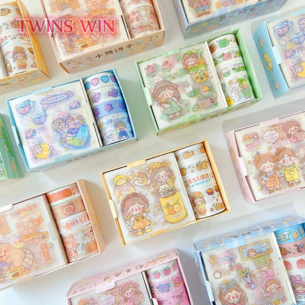 New Design Cute Cartoon and Duct Tape Gift Box Student Diary Tape Kit DIY Hand Tent Decoration Stickers Adhesive 1017