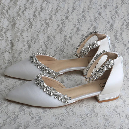 Rhinestones Bride Wedding Party Shoes Flat