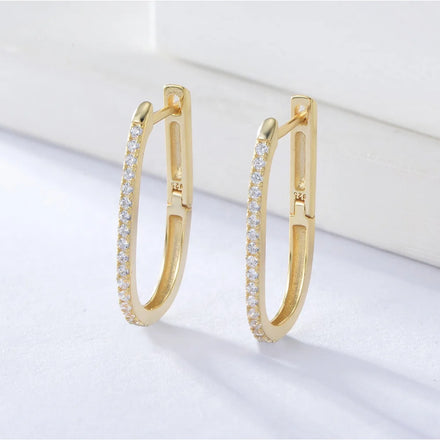 Mini U Geometric 925 Sterling Silver CZ Jewelry Gold Plated Hypoallergenic Horseshoe Zircon Ear Clip Earrings for Ladies Women