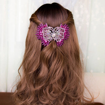 HX-172 Sweet Sparkling Crystal Hairpins for Women Rhinestone Hair Clips Butterfly Bangs Hair Clip Korean Accessories