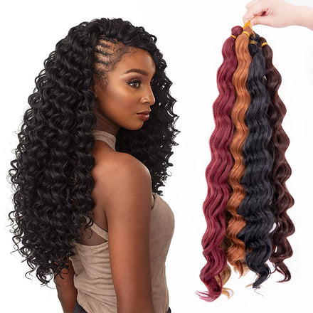 Wholesale 11 Colors 18 Inch Ombre Synthetic High Temperature Fiber Loose Brazilian Deep Twist Wave Crochet Braiding Hair