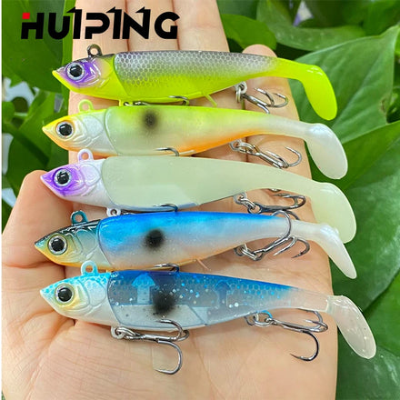 Artificial Soft Bait With Jig Head 22g 38g Jigging Soft Lure Rubber Pesca Fishing Bass Lures Swim Bait With T Tail