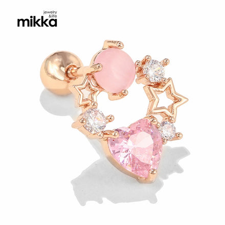 Trendy Heart Stud Earrings 925 Sterling Gold Plated S925 Women Party Jewellery