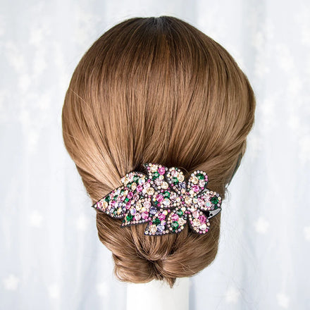HX-175 Rhinestone Hairpin Leaf Duckbill Retro Hair Clips Accessories for Women Shinning Ponytail Flower Headwear