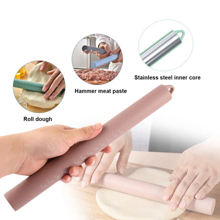 10.3 in Multifunctional Beef Balls Dumpling Skin Pizza Mini Silicone Rolling Pin