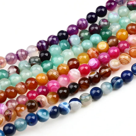 Wholesale Natural Gemstone Mix Agate Beads Round Loose Stone Bracelet Jewelry 8 mm Crystal Beads for Jewelry Making