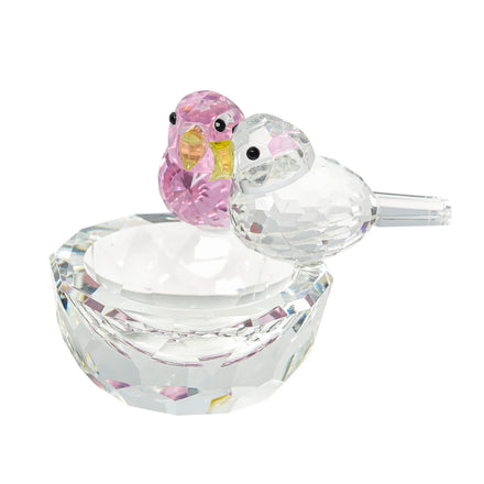LONGWIN Pink Little Crystal Bird Couples Home Table Decoration Ornaments Crystal Animal Figurines