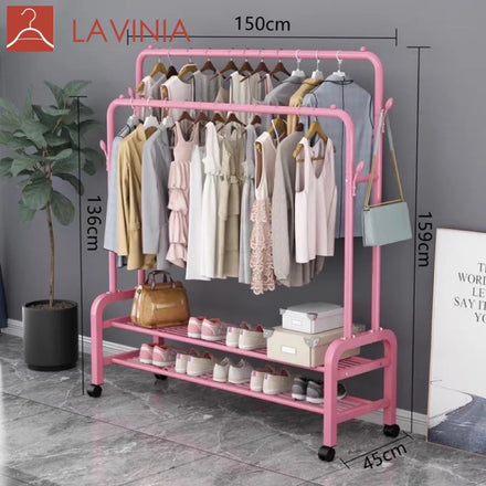 Lavinia Hot Sale Good Quality Luxury Metal Coat Clothes Hanger Rack Stand Space Saving Clothes Racks & Rails