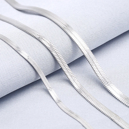 2mm 2.6mm 3mm Flat Snake Chain Minimalist Layers Choker 925 Herringbone Necklace Sterling Silver Fine Jewelry