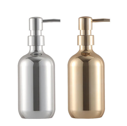 Luxury 10oz 16oz PET Plating Gold and Silver Plastic Bottle With Pump for Shampooshower Gellotion and Etc