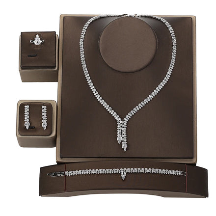 4pcs Tassels Drop Cubic Zircon Dubai Woman Party Costume Simple Classic Jewelry Sets for Brides Wedding Luxury BN8524