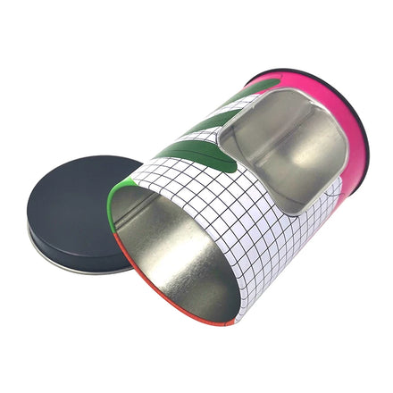 pink Metal Tin Sets Can Food Container Customized Round Gift Box Transparent Window on the Body