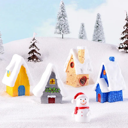 Snow House Miniature Micro Landscape Resin Ornament Candy Villa Home Christmas Decoration