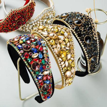 Women's New Party Fancy Hair Bands Colorful Bling Rhinestone Hair Decorations