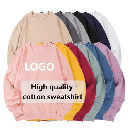 Wholesale Custom Print Logo French Terry Heavyweight Cotton Oversized Drop Shoulder Men Unisex Crewneck Sweat Shirt Sweatshirt
