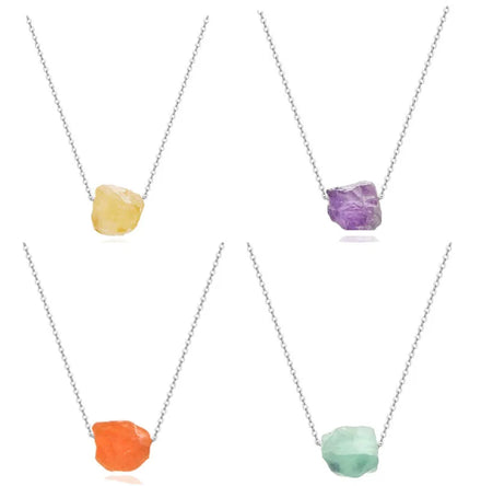 Healing Crystal Necklace with Quartz Raw Stone Pendant Fashionable Gemstone Jewelry