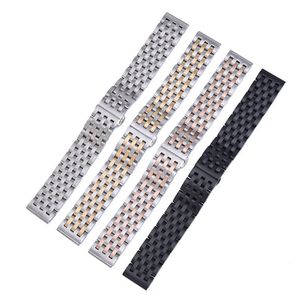 MZDTIMK 20mm 22mm Seven Beads Metal Watch Bracelet Quick Release Stainless Steel Watch Strap With Butterfly Clasp