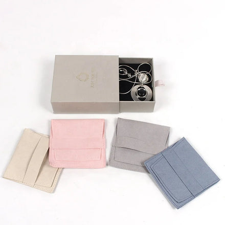 Linna Envelop Style Microfiber Travel Jewelry Organizer Set with Customizable Colors & Sizes Small Gift Pouches