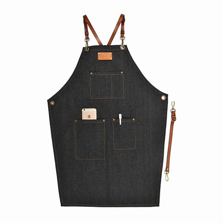 NIU WEI LI Denim Bib Sleeveless Baking Apron for Milk Tea Barber Coffee Shops Cleaning Logo Customization