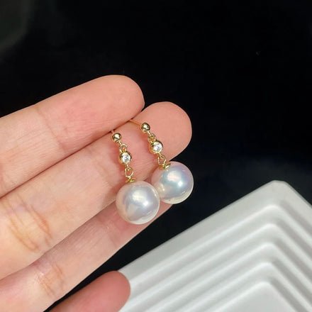 Semi-finished Ear Stud Earring Accessories Jewellery Wholesale Natural Akoya Pearls Jewellery Making 18K Gold Earring Mounting