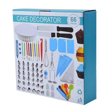 66pcs Cake Decoration Tools with a Base Cake TurntableIcing Tips & Guide Household Kitchen Cake Stencils Decorating Tools