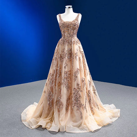 Jancember RSM222168 Spaghetti Straps Sequined Tulle Square Evening Dresses